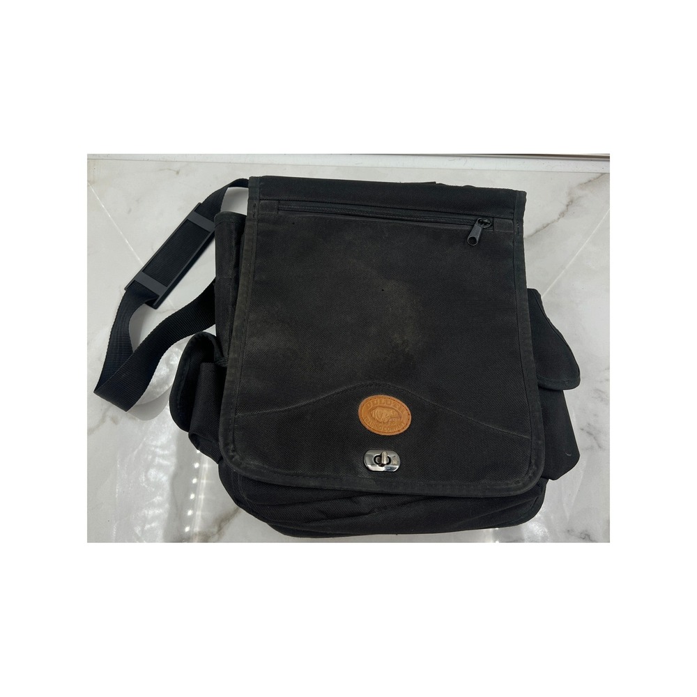 Duluth Trading Co Black Ballistic Nylon Messenger Field Laptop Bag Organizer